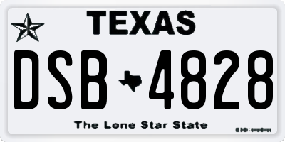 TX license plate DSB4828