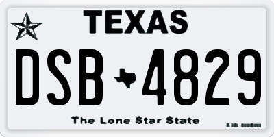 TX license plate DSB4829