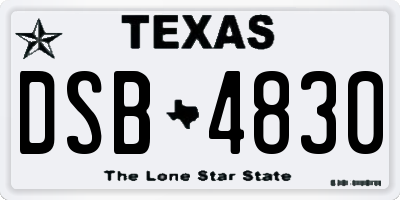 TX license plate DSB4830