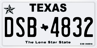 TX license plate DSB4832