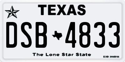 TX license plate DSB4833