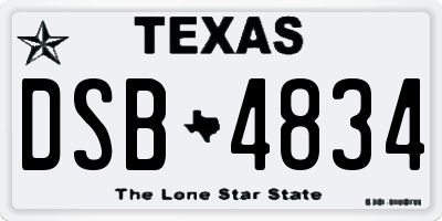 TX license plate DSB4834