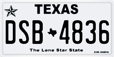 TX license plate DSB4836