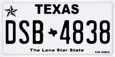 TX license plate DSB4838