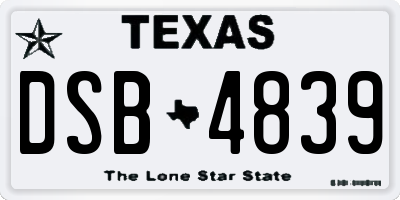 TX license plate DSB4839