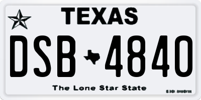 TX license plate DSB4840