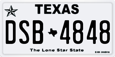 TX license plate DSB4848