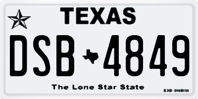 TX license plate DSB4849