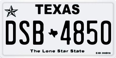 TX license plate DSB4850