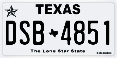 TX license plate DSB4851