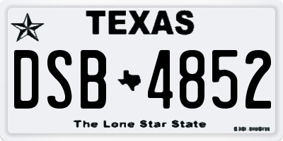 TX license plate DSB4852