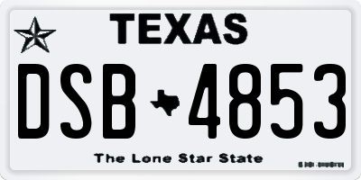 TX license plate DSB4853