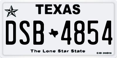 TX license plate DSB4854
