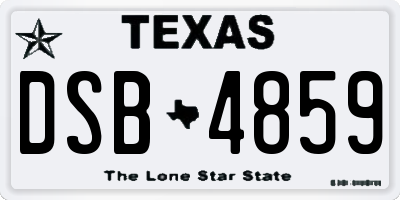 TX license plate DSB4859