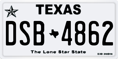 TX license plate DSB4862