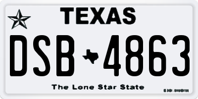 TX license plate DSB4863
