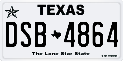 TX license plate DSB4864