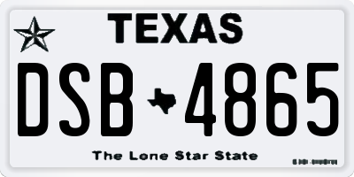 TX license plate DSB4865