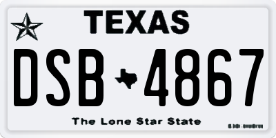 TX license plate DSB4867