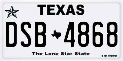 TX license plate DSB4868