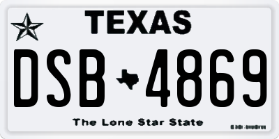 TX license plate DSB4869