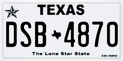 TX license plate DSB4870