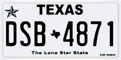 TX license plate DSB4871