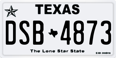 TX license plate DSB4873