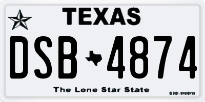TX license plate DSB4874