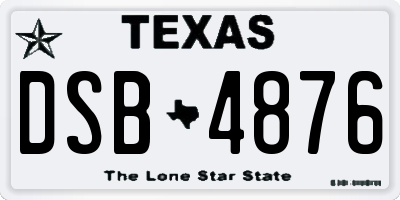 TX license plate DSB4876