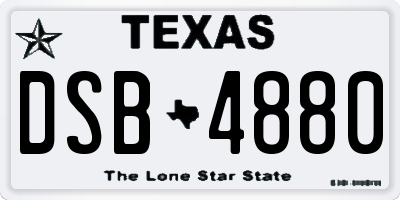 TX license plate DSB4880