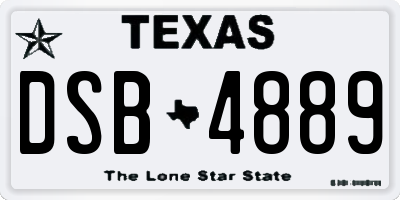 TX license plate DSB4889