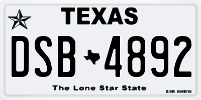 TX license plate DSB4892