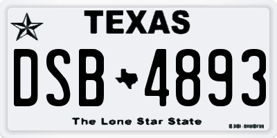 TX license plate DSB4893