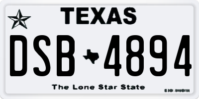 TX license plate DSB4894