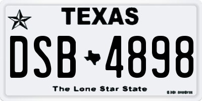 TX license plate DSB4898