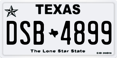TX license plate DSB4899