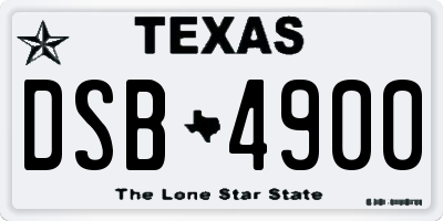 TX license plate DSB4900