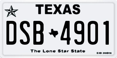 TX license plate DSB4901