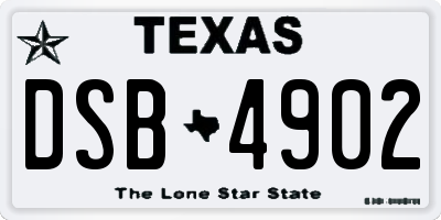 TX license plate DSB4902