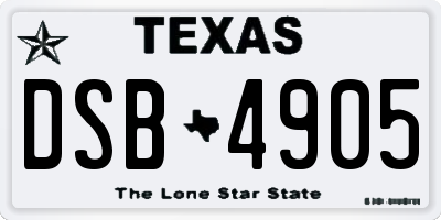 TX license plate DSB4905