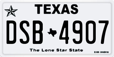 TX license plate DSB4907