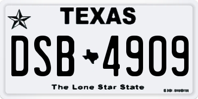 TX license plate DSB4909
