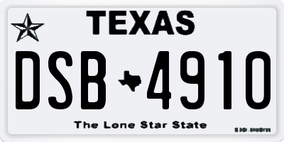 TX license plate DSB4910