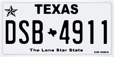 TX license plate DSB4911
