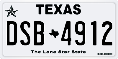 TX license plate DSB4912