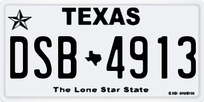 TX license plate DSB4913