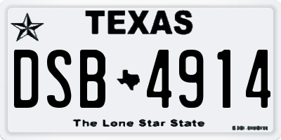 TX license plate DSB4914