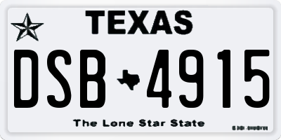 TX license plate DSB4915