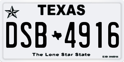 TX license plate DSB4916